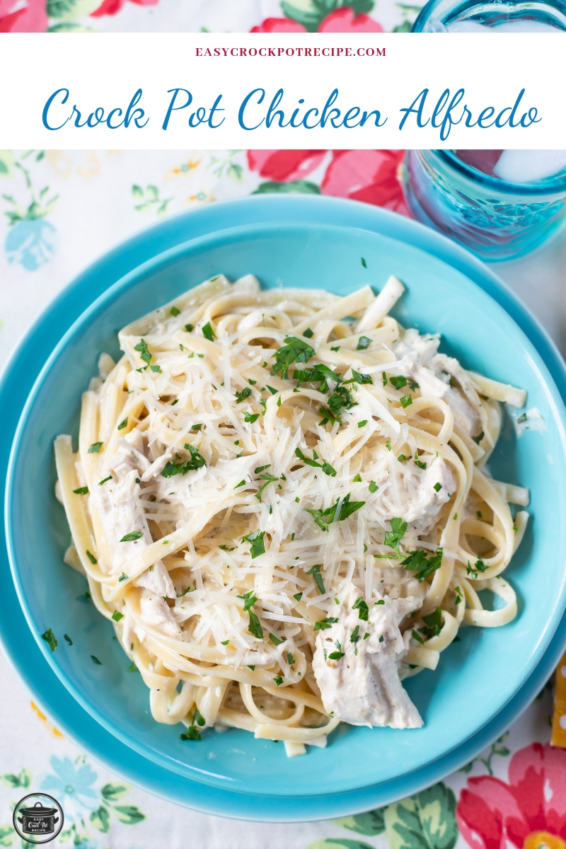 featured image of a bowl filled with Crock Pot Chicken Alfredo recipe